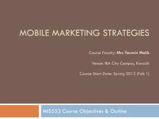 MIS553 Course Objectives &amp; Outline