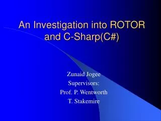 An Investigation into ROTOR and C-Sharp(C#)