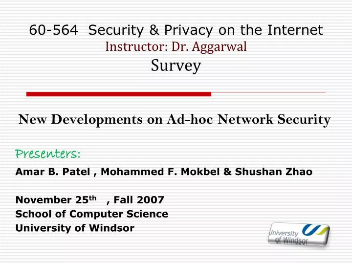 60 564 security privacy on the internet instructor dr aggarwal survey