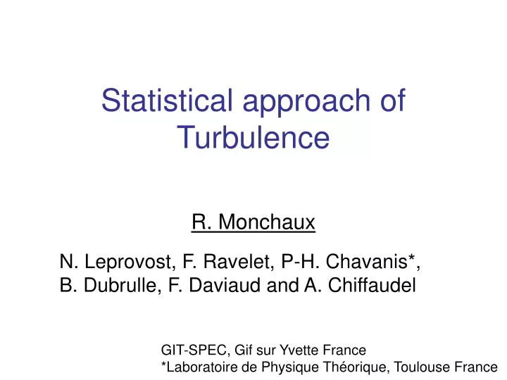 statistical approach of turbulence