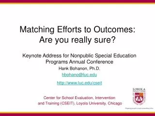 Matching Efforts to Outcomes: Are you really sure?