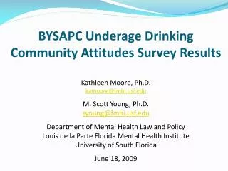 BYSAPC Underage Drinking Community Attitudes Survey Results