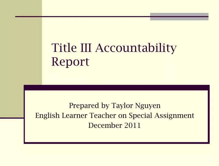 title iii accountability report