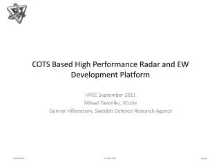 COTS Based High Performance Radar and EW Development Platform