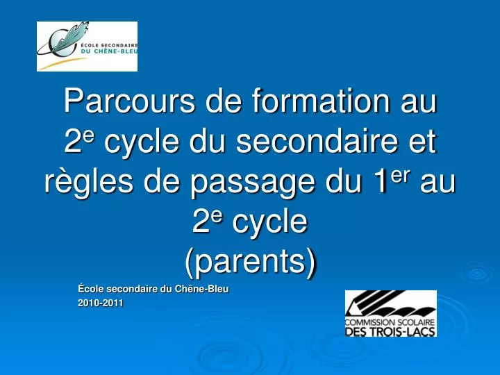 parcours de formation au 2 e cycle du secondaire et r gles de passage du 1 er au 2 e cycle parents
