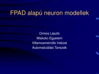 fpad alap neuron modellek