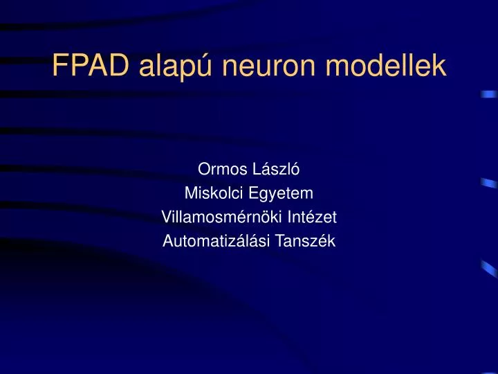 fpad alap neuron modellek