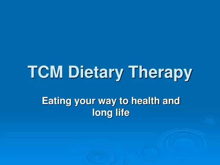 tcm dietary therapy
