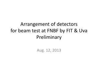 Arrangement of detectors for beam test at FNBF by FIT &amp; Uva Preliminary