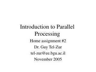 introduction to parallel processing