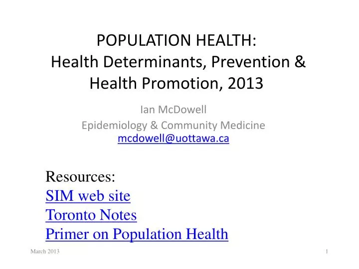 population health health determinants prevention health promotion 2013
