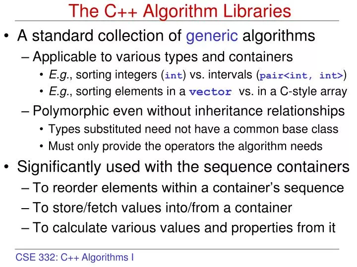 the c algorithm libraries