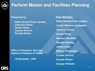 FY02 ASA Presentation Perform Master and Facilities Planning
