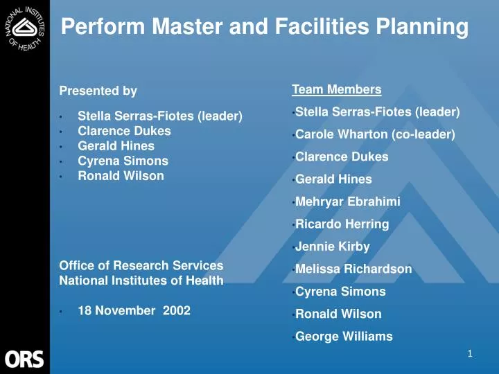 fy02 asa presentation perform master and facilities planning