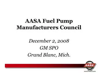 AASA Fuel Pump Manufacturers Council
