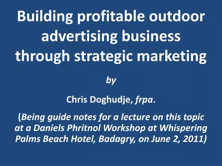 building profitable outdoor advertising business through strategic marketing