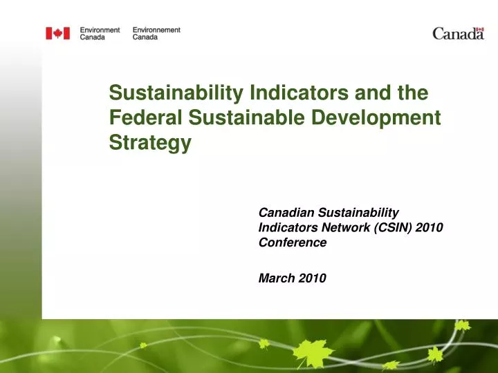 sustainability indicators and the federal sustainable development strategy