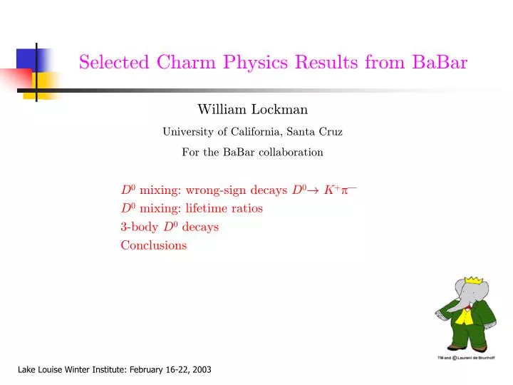 selected charm physics results from babar