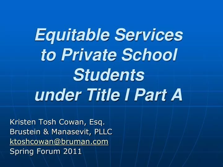equitable services to private school students under title i part a