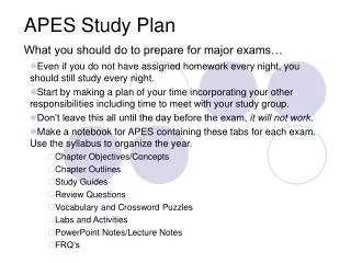 APES Study Plan