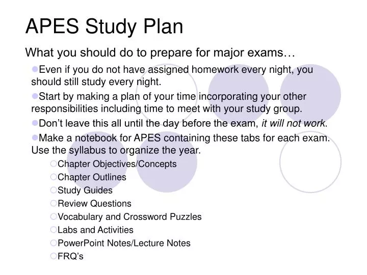 apes study plan