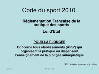 code du sport 2010