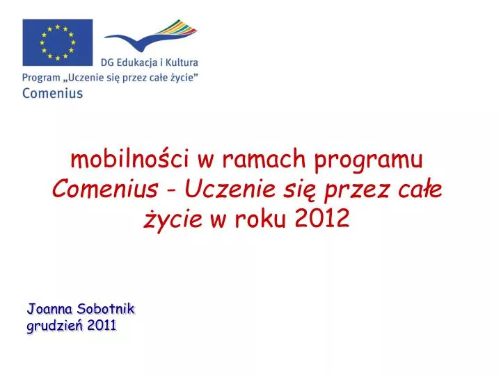 mobilno ci w ramach programu comenius uczenie si przez ca e ycie w roku 2012