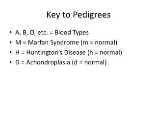 Key to Pedigrees