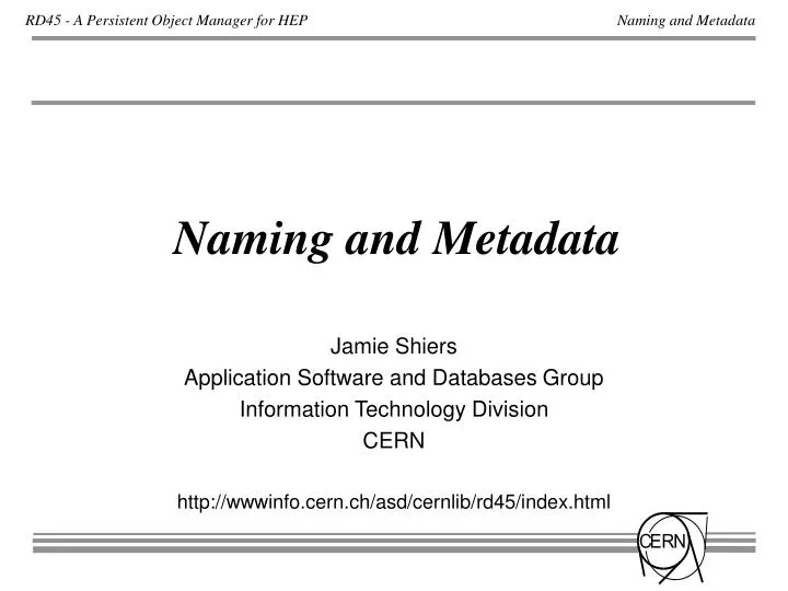naming and metadata