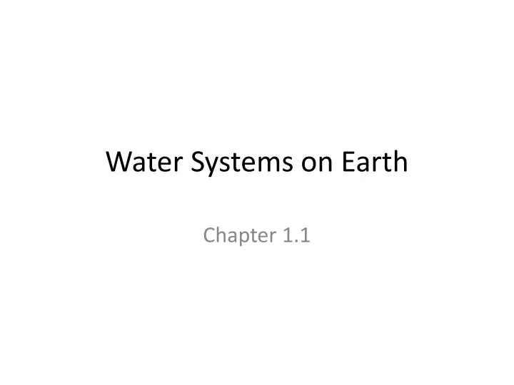 water systems on earth