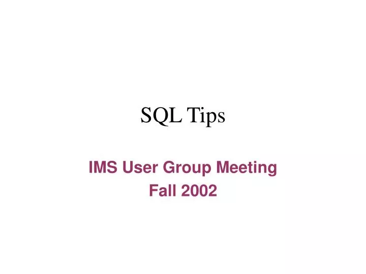 sql tips