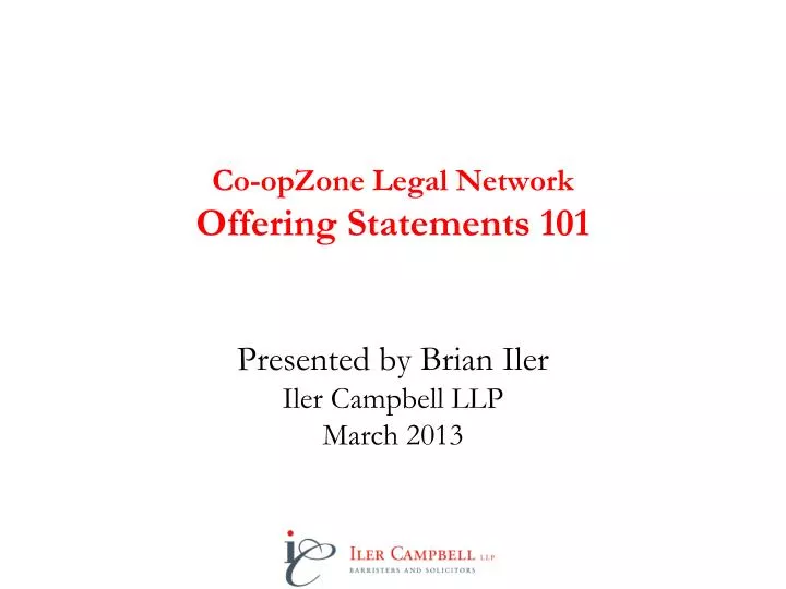 co opzone legal network offering statements 101