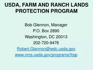 USDA, FARM AND RANCH LANDS PROTECTION PROGRAM