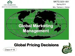 Global Marketing Management Global Pricing Decisions