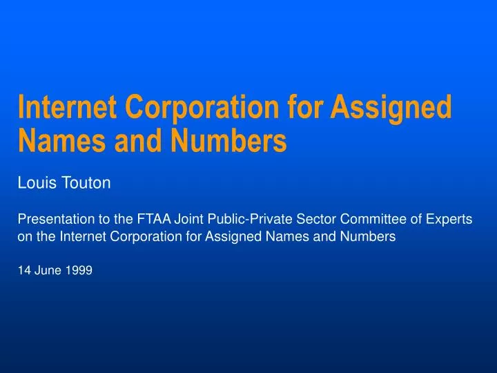 internet corporation for assigned names and numbers
