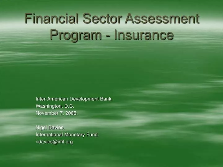 financial sector assessment program insurance