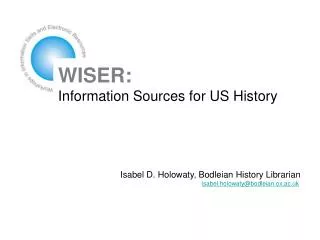 WISER: Information Sources for US History