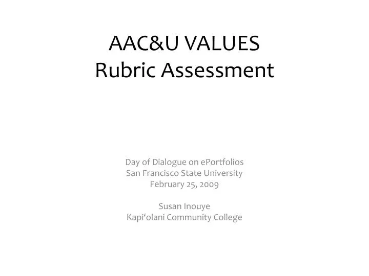 aac u values rubric assessment