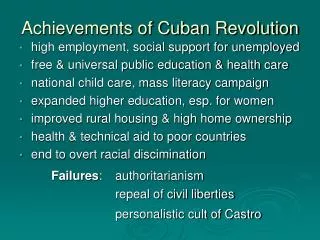 Achievements of Cuban Revolution
