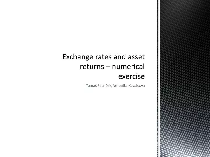 exchange rates and asset returns numerical exercise