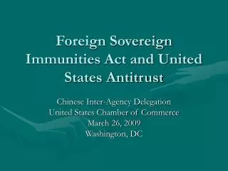 Foreign Sovereign Immunities Act and United States Antitrust