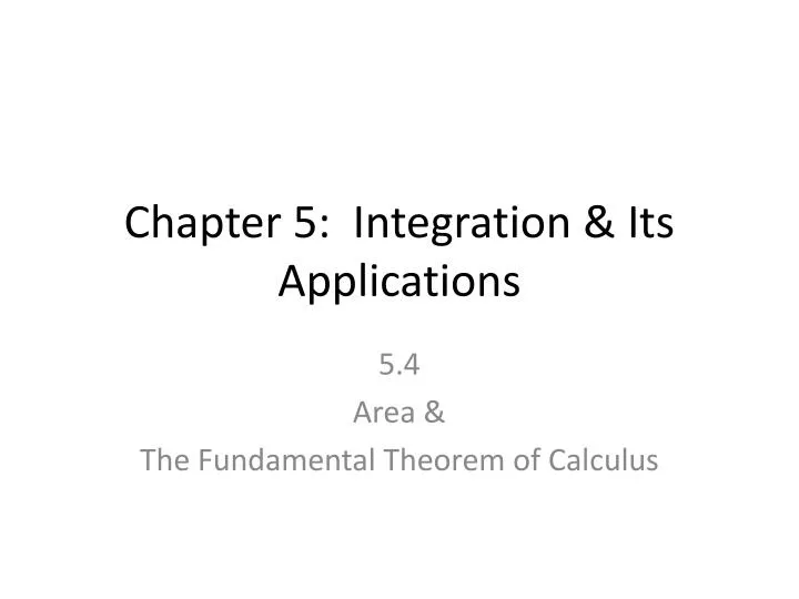 chapter 5 integration its applications