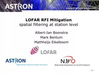 LOFAR RFI Mitigation spatial filtering at station level