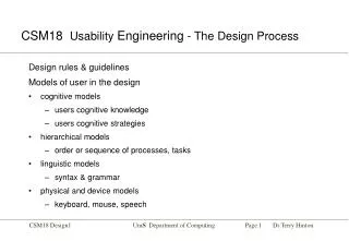 CSM18 Usability Engineering - The Design Process