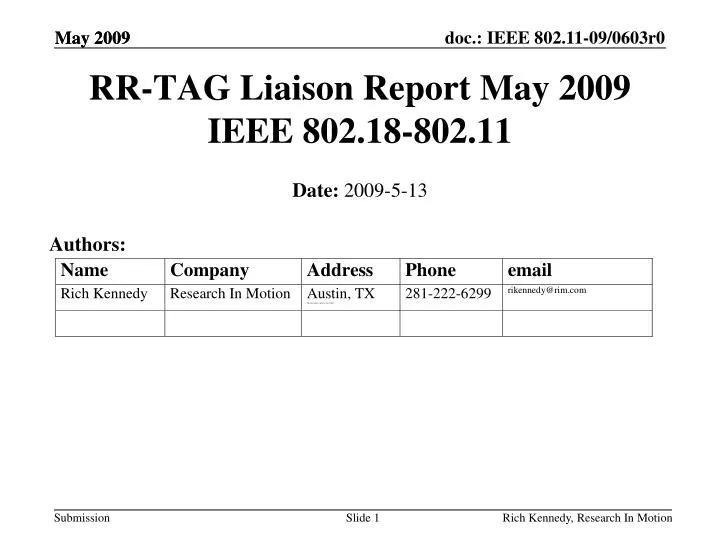 rr tag liaison report may 2009 ieee 802 18 802 11