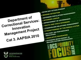 Department of Correctional Services: Innovation Management Project Cat 3. AAPSIA 2010