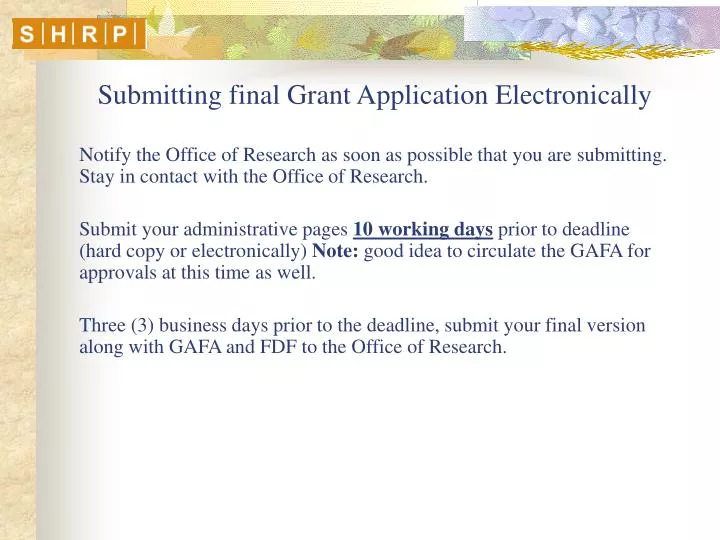 submitting final grant application electronically