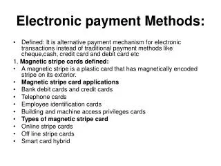 Electronic payment Methods: