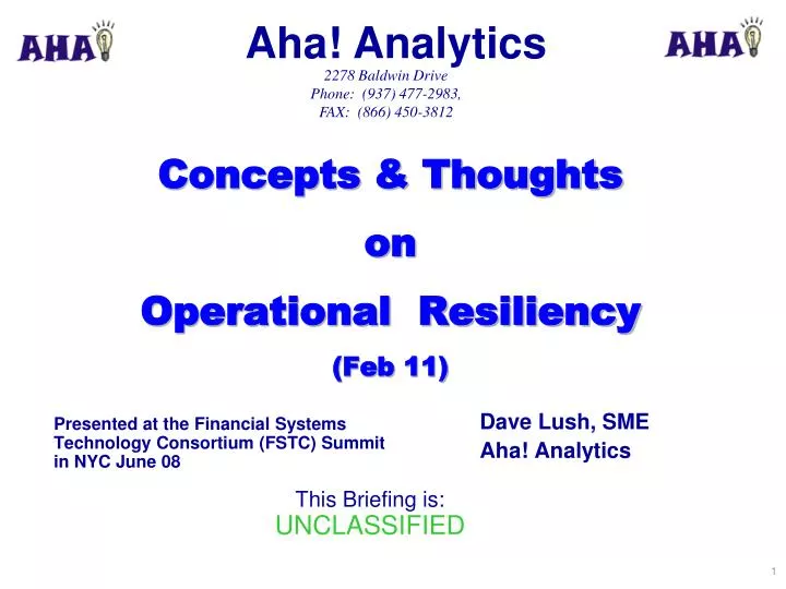 concepts thoughts on operational resiliency feb 11