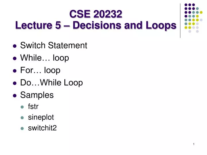 cse 20232 lecture 5 decisions and loops